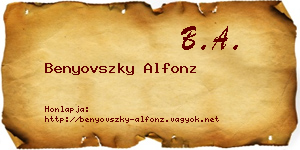 Benyovszky Alfonz névjegykártya